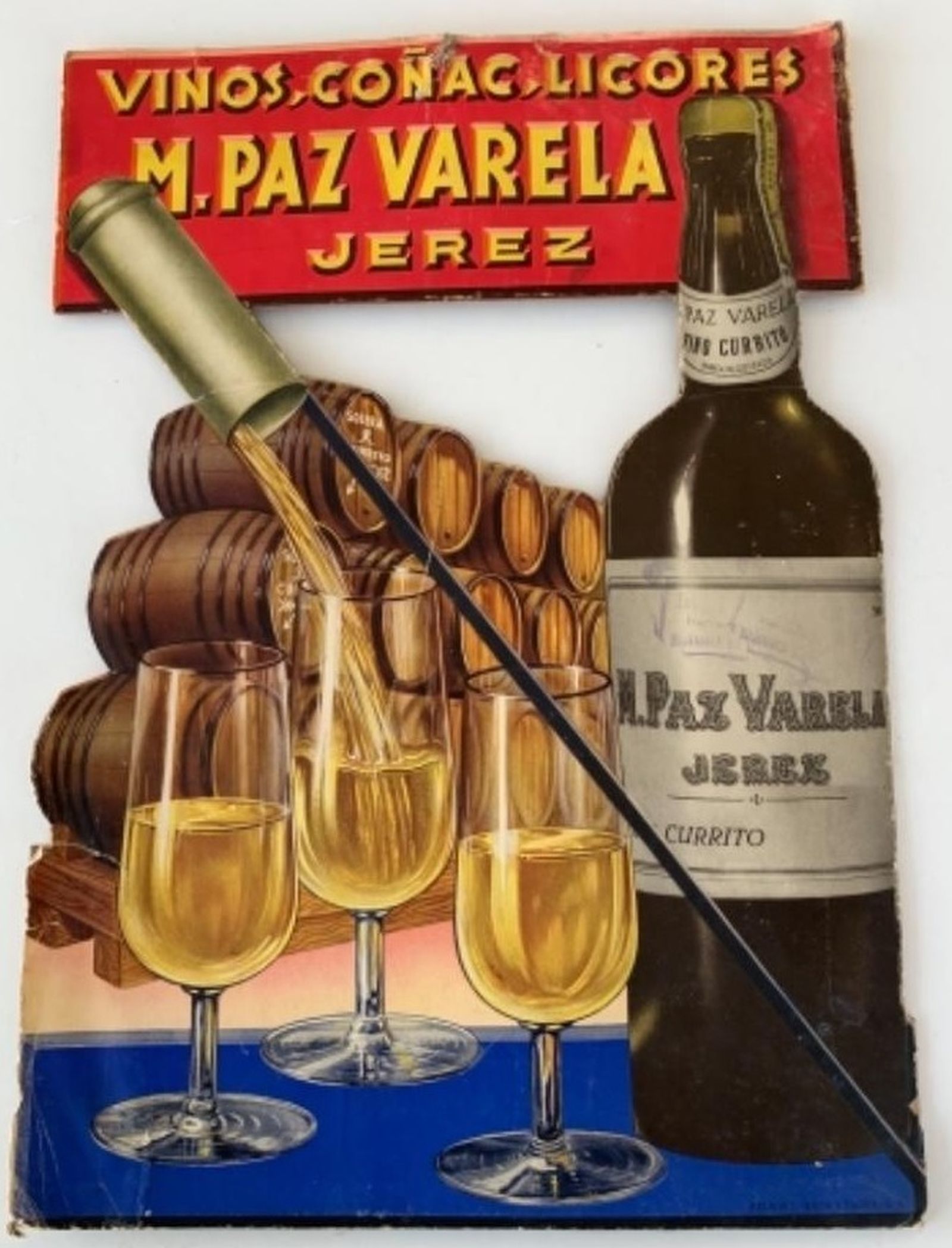 Publicidad de las bodegas Manuel Paz Varela.