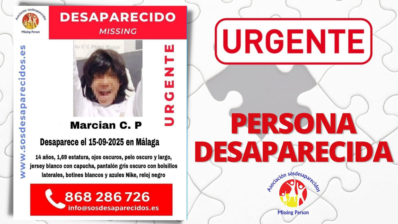 El cartel de SOS Desaparecidos