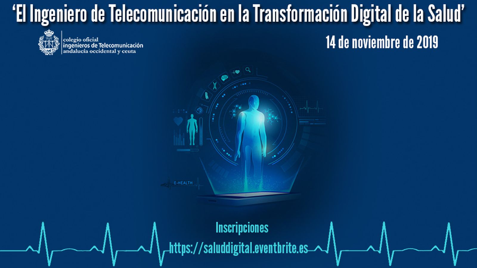 Cartel de las jornadas del Colegio de Ingenieros de Telecomunicación.