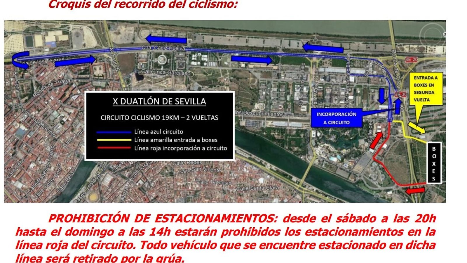 El mapa del recorrido de ciclismo.