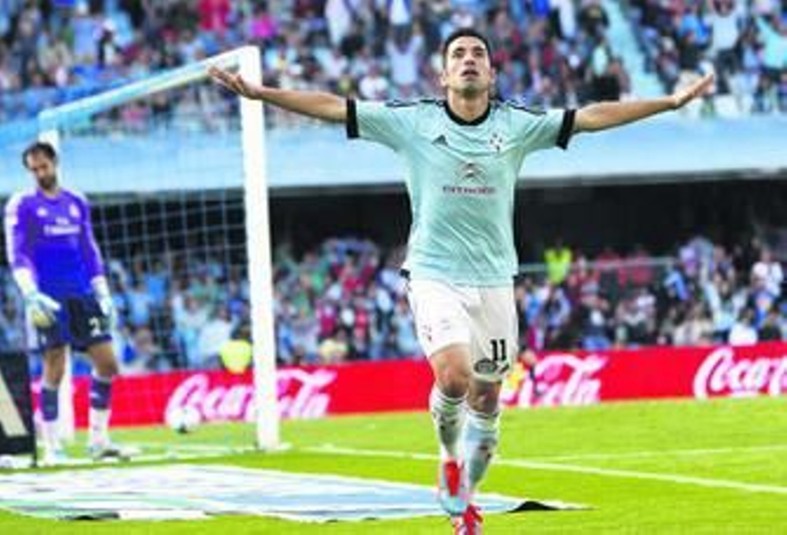 Charles celebra un gol al Real Madrid la pasada temporada.