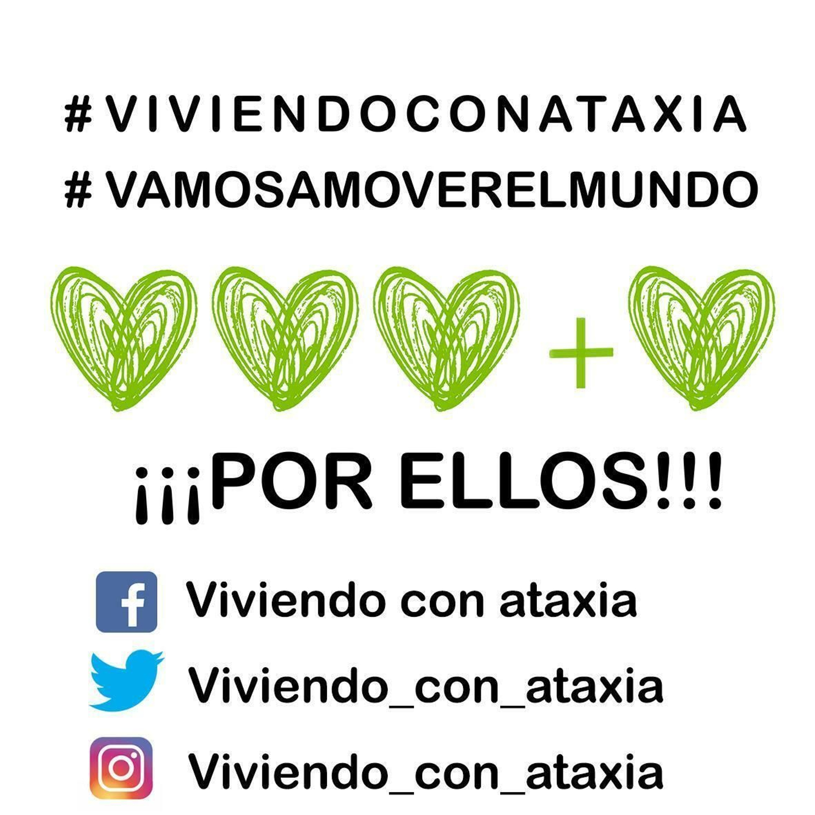 Con este cartel Marian Vaya pretende darle visibilidad a la ataxia en las redes sociales.