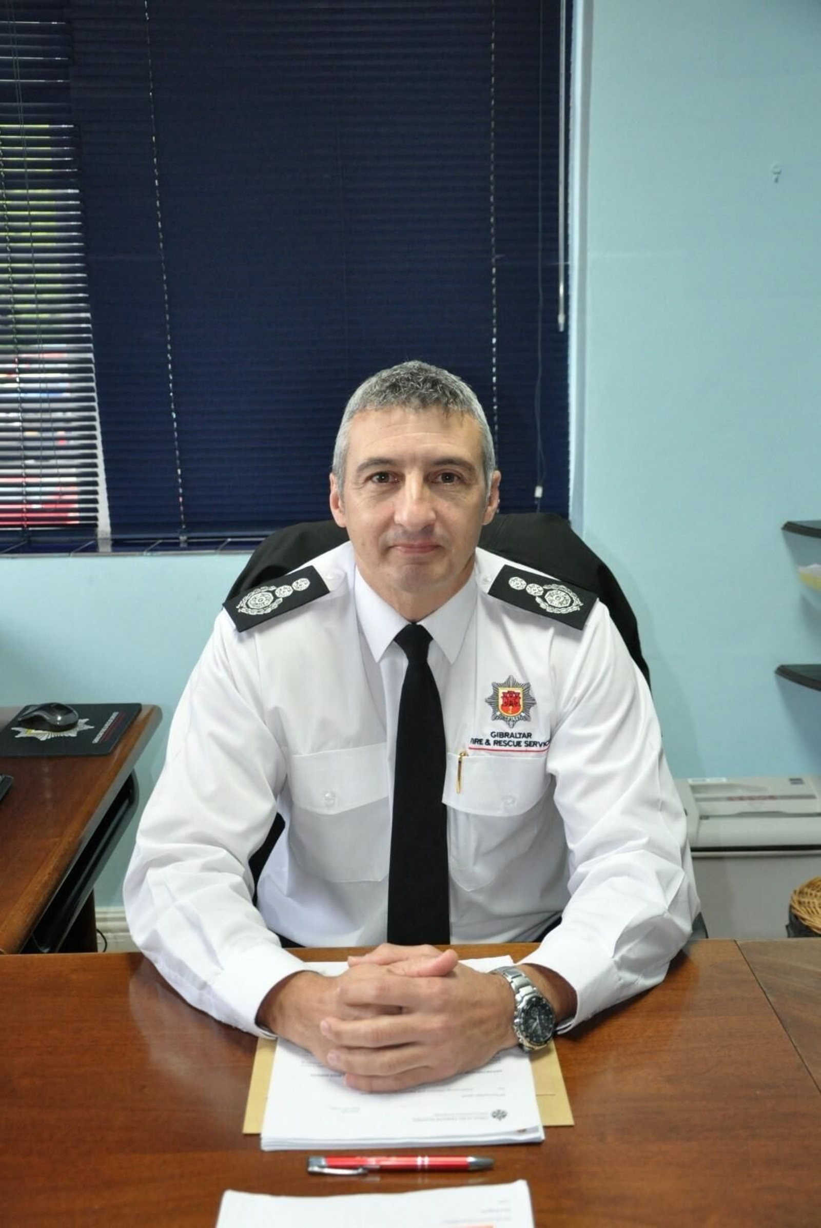 Colin Ramírez, jefe de bomberos de Gibraltar.
