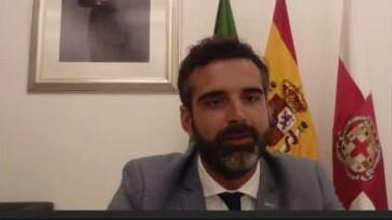 Ramón Fernández-Pacheco, alcalde de Almería, durante la inauguración virtual de los XXI Cursos de Verano de la UAL
