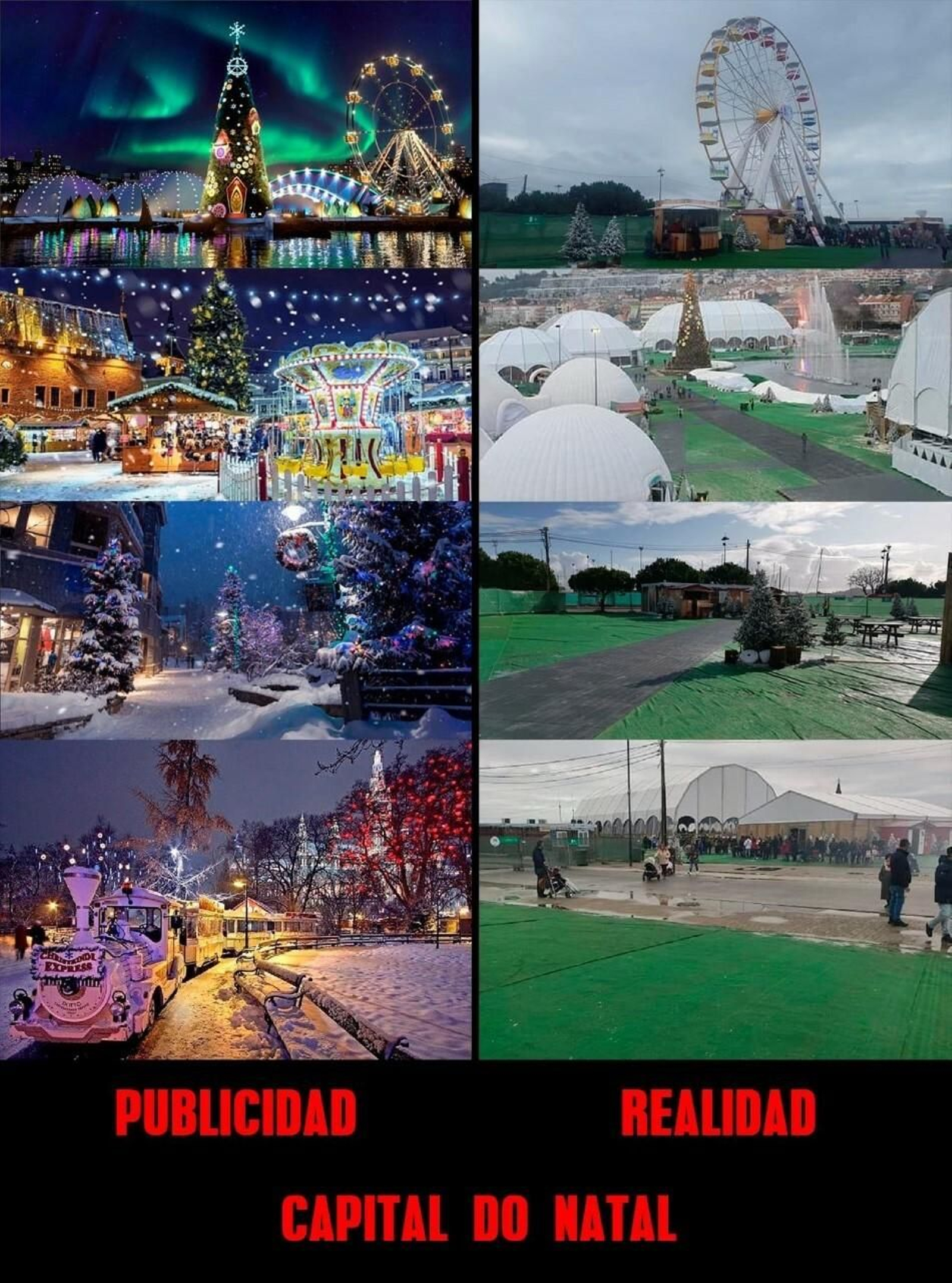 Imágenes realizadas por los afectados comparando la publicidad y, según ellos, la realidad del parque