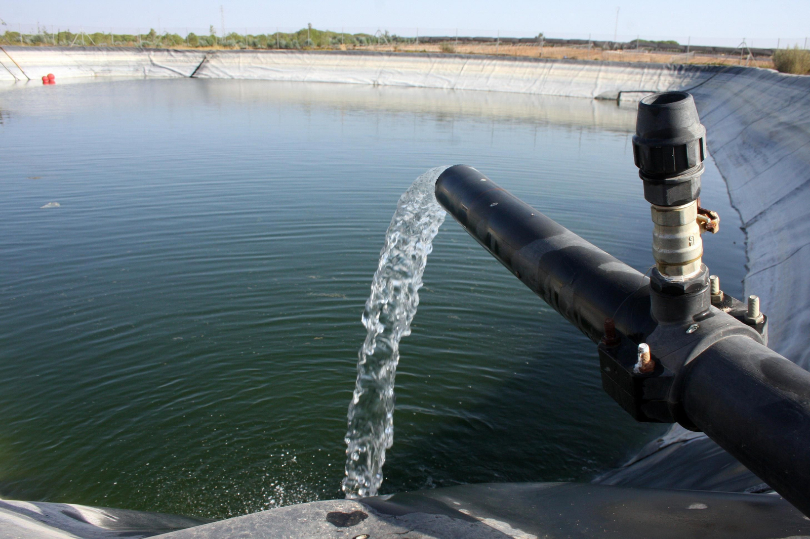 Una balsa de riego situada en la zona del Condado onubense.