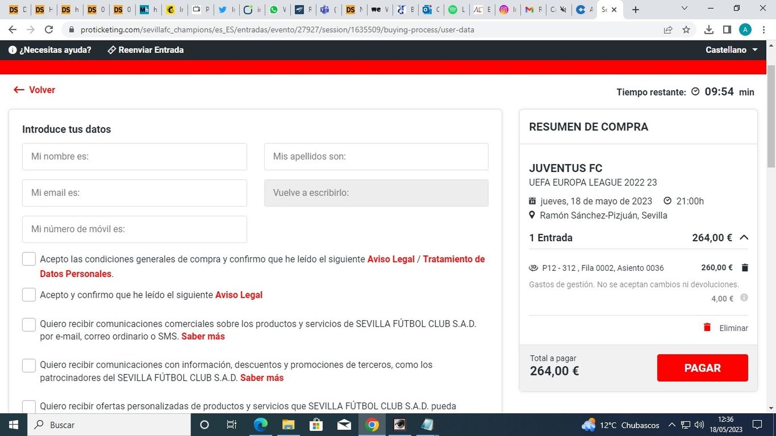 Captura de la venta sacada esta mañana por el Sevilla en su página web.