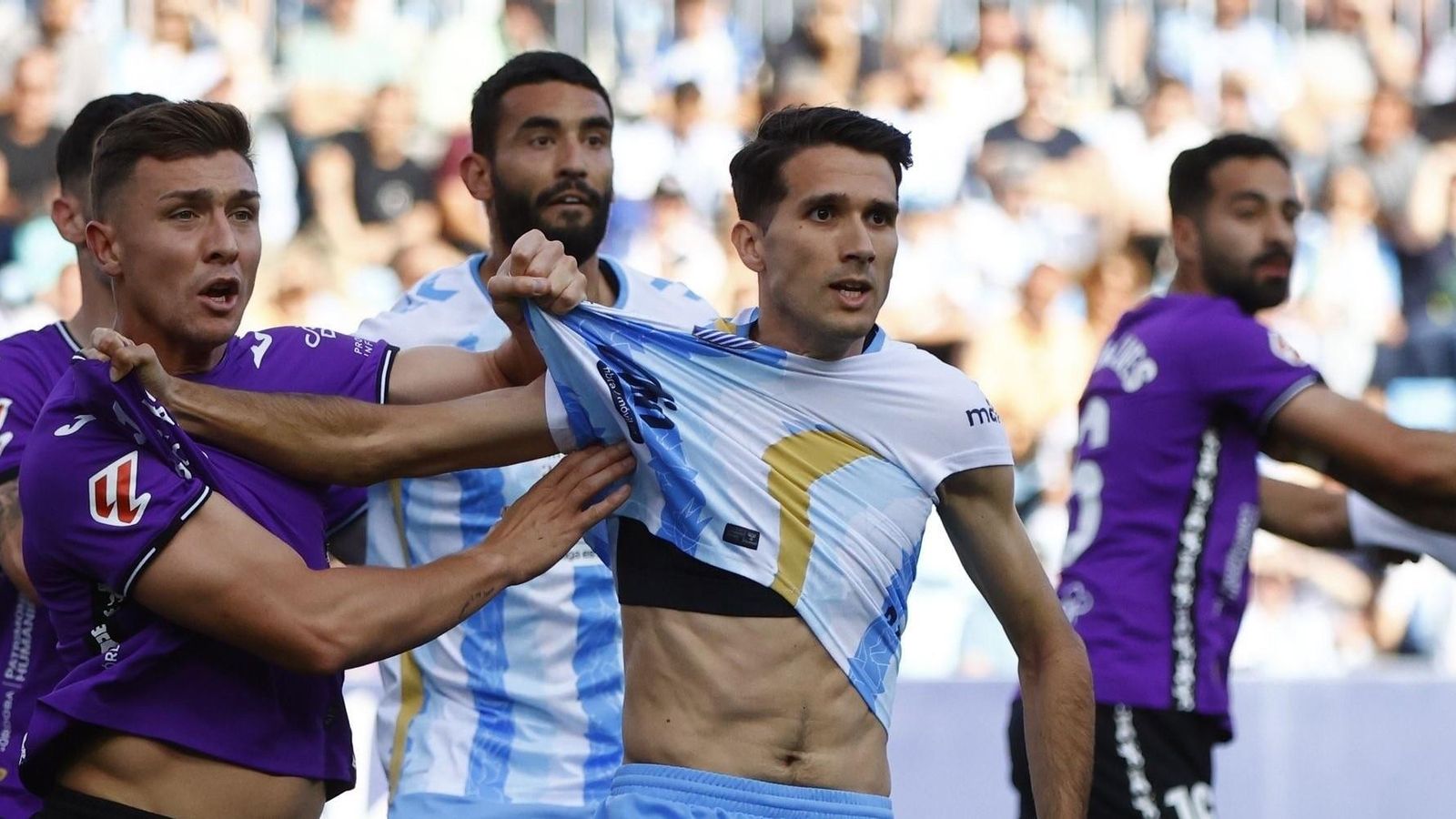 Alberto del Moral, durante un lance del partido en Málaga.