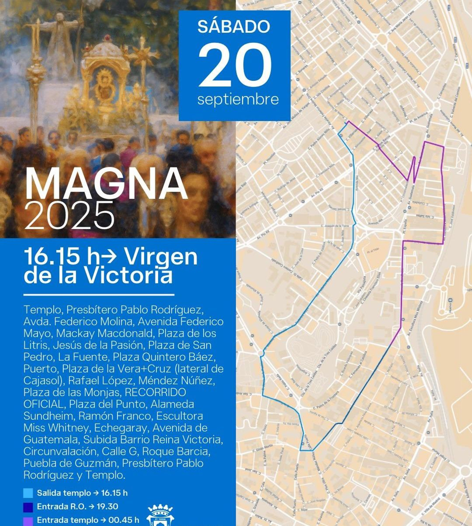 Recorrido de María Stima. de la Victoria Coronada el día de la Magna Mariana de Huelva.