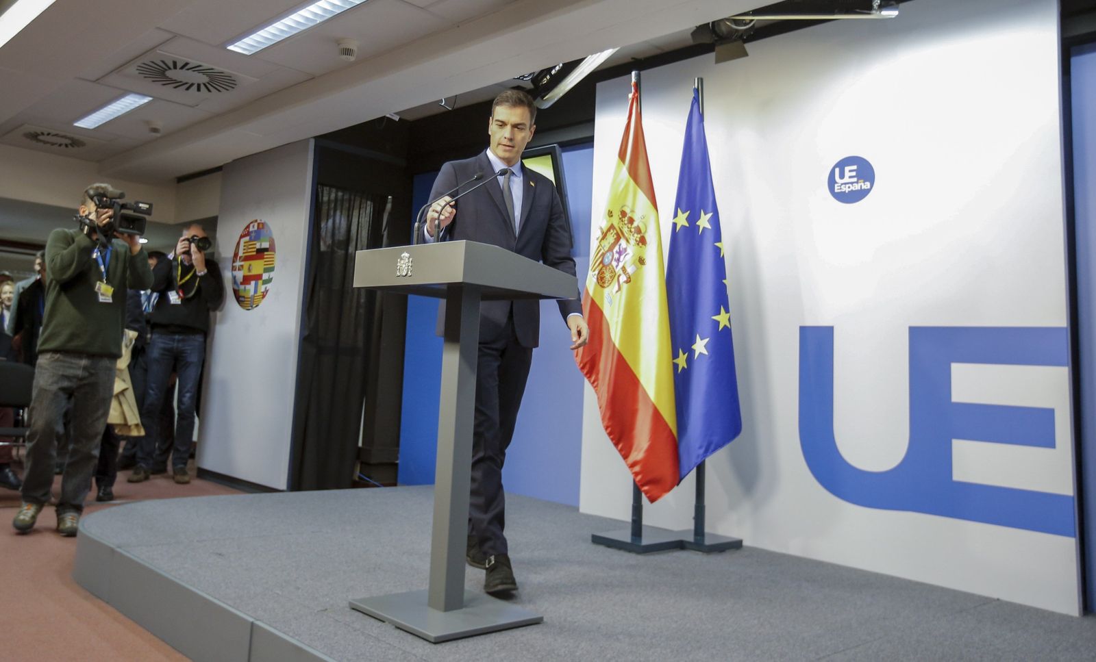 Pedro Sánchez, en la conferencia de prensa tras el Consejo Europeo.