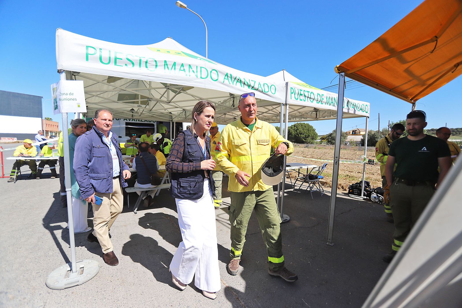 Imágenes del simulacro de incendio forestal que la Junta organiza en Aljaraque