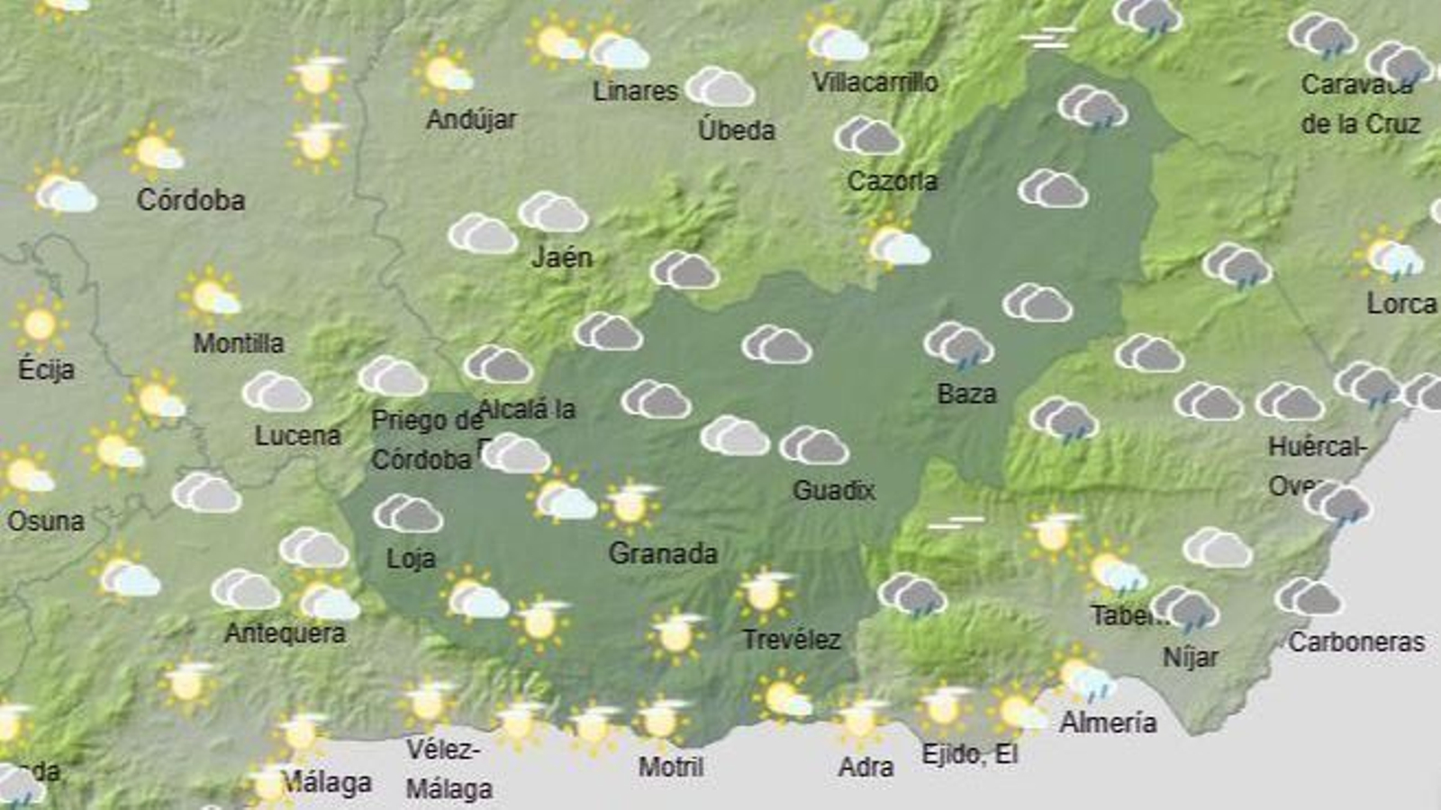 El Tiempo en Granada el segundo fin de semana de diciembre de 2025