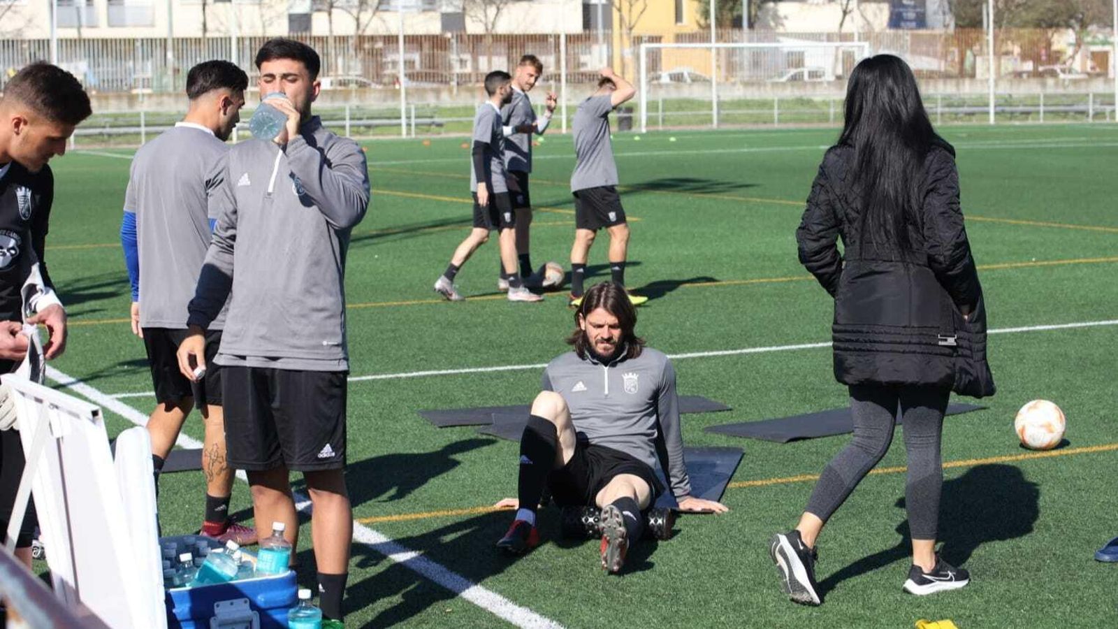 Migue García, en el entrenamiento de este lunes.
