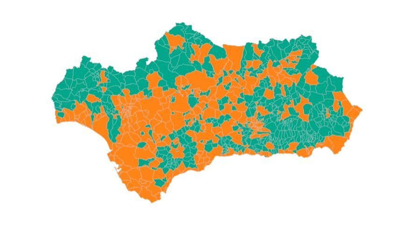En verde, los municipios sin horarios.