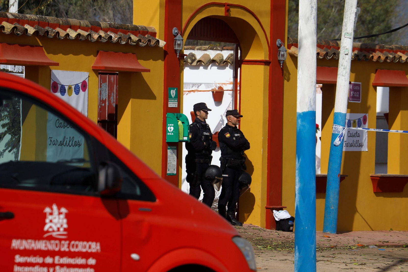 El simulacro de actuación ante una explosión en la Feria de Córdoba, en imágenes