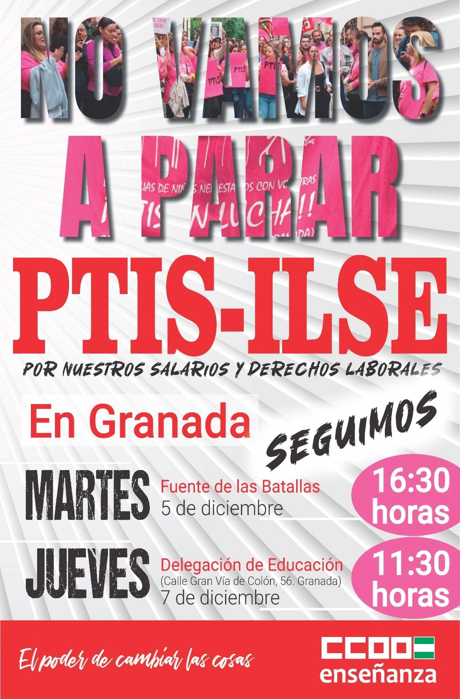 Cartel con las próximas movilizaciones en Granada.