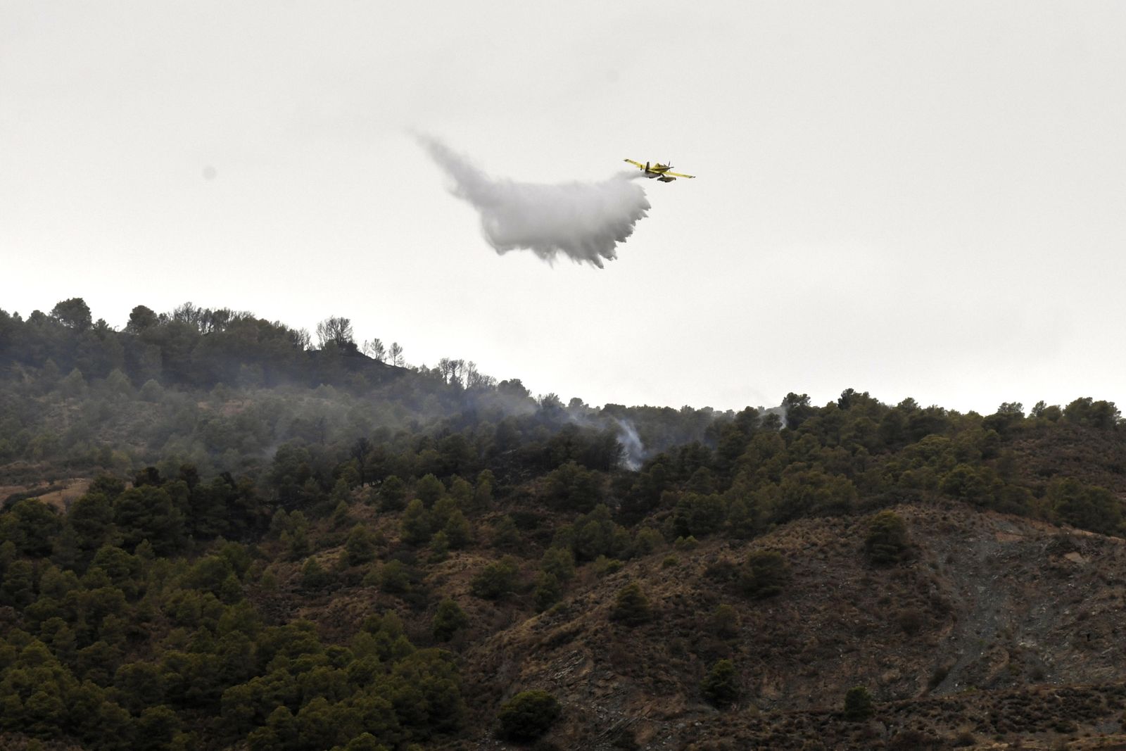 Labores de extinción del incendio de Los Guájares
