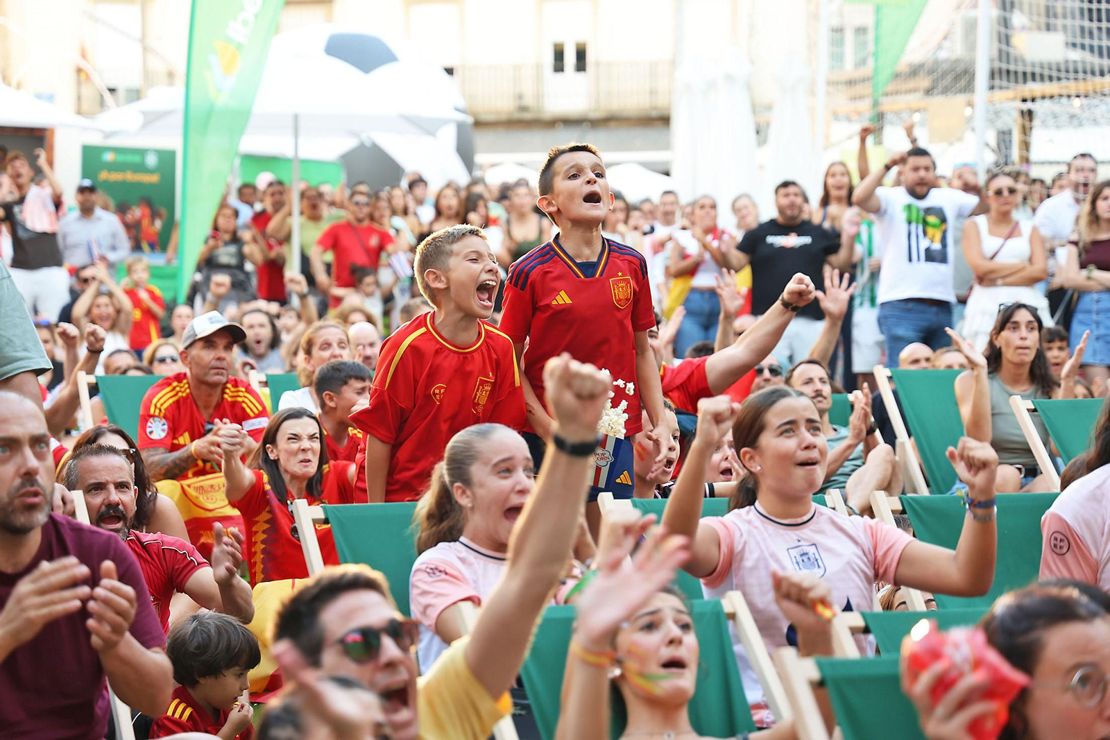 Imágenes de la Fan zone en Huelva de la Final de la Eurocopa entre Inglaterra y España