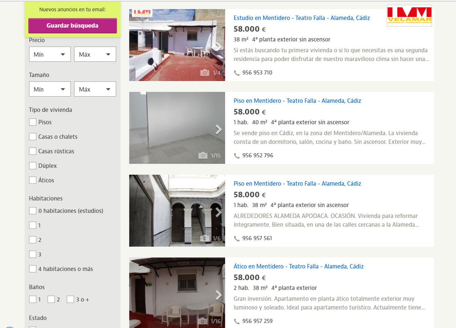 Estos eran el viernes los pisos más baratos de la ciudad.