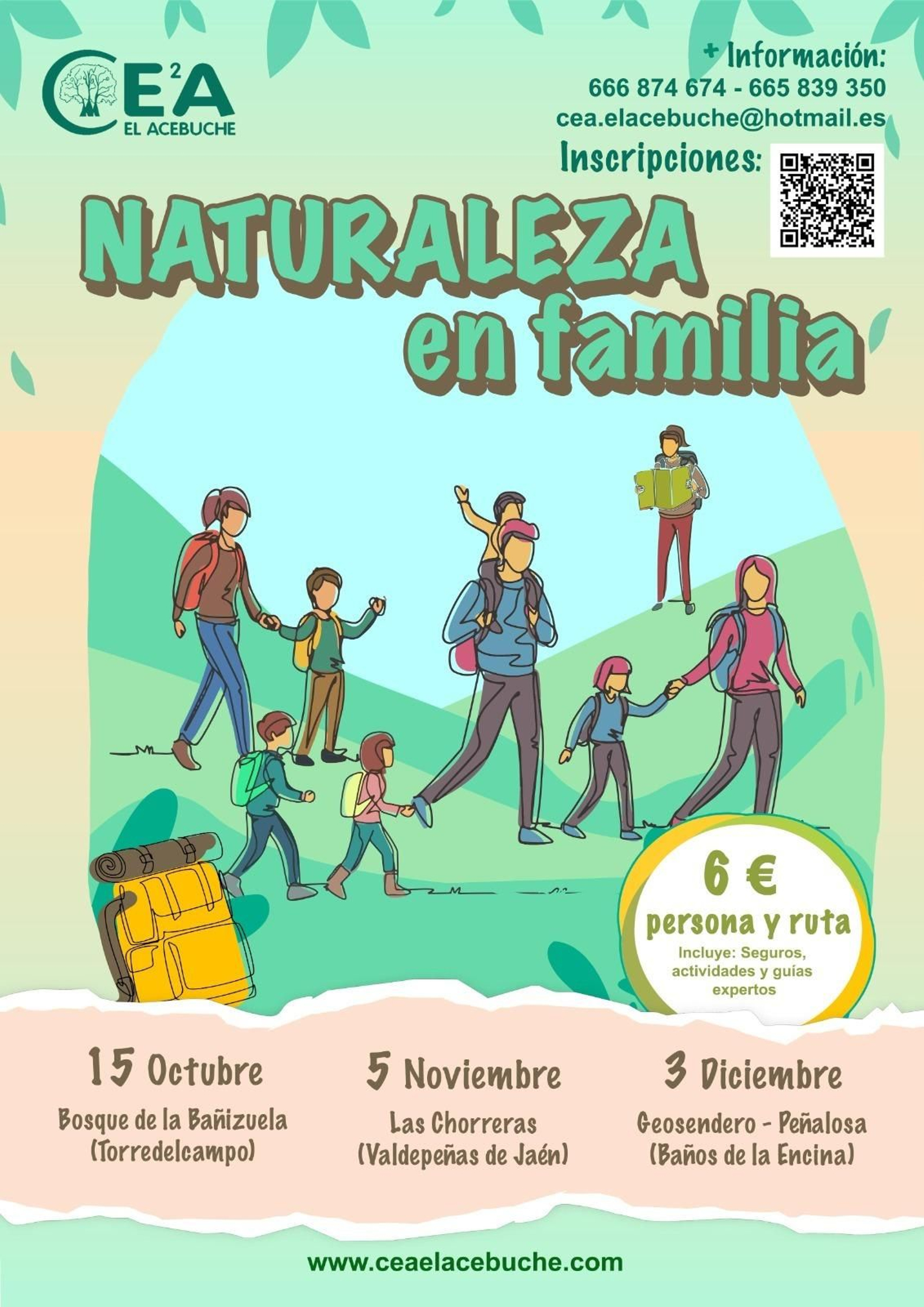 Cartel de las rutas programadas por CEA El Acebuche para vivir en familia este otoño.