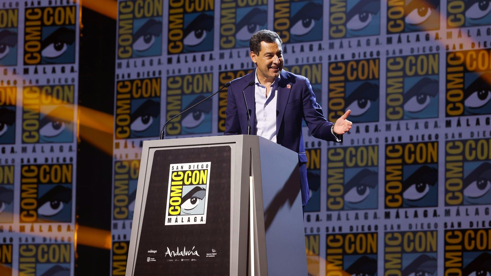Juanma Moreno en la inauguración de la primera San Diego Comic-Con Málaga