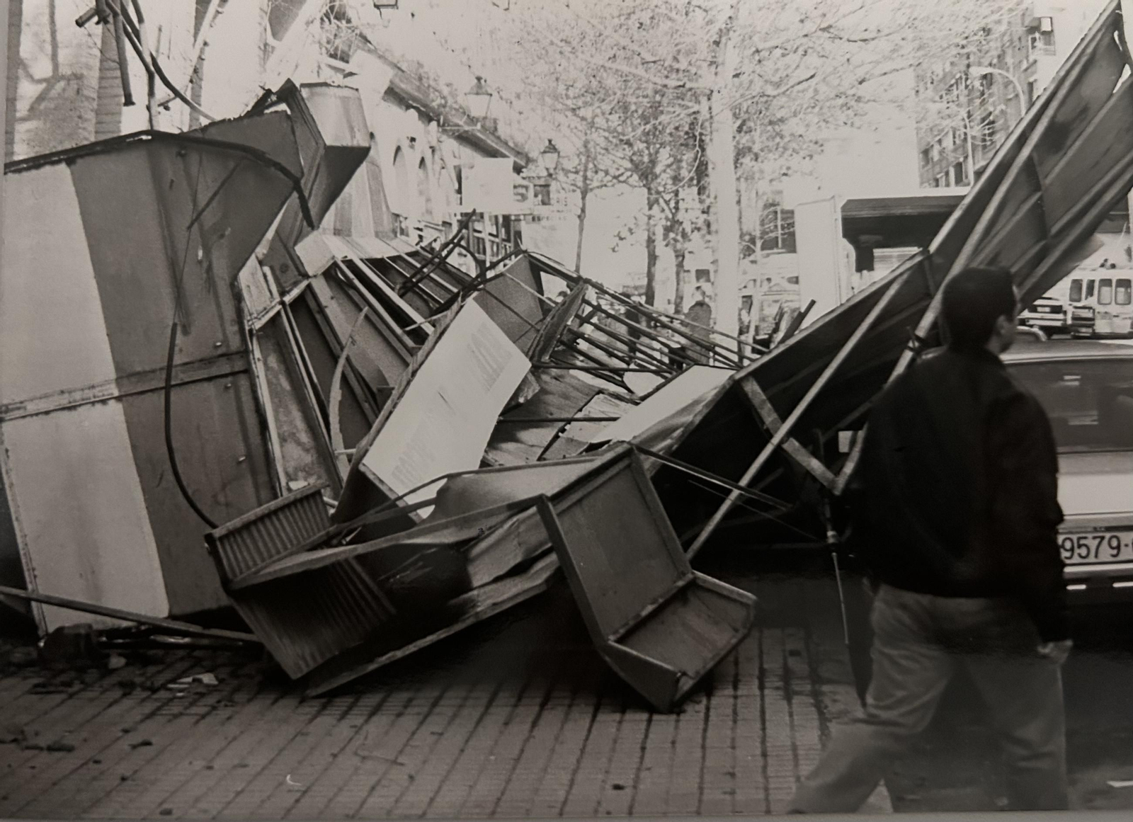 Efectos del temporal e inundaciones en el antiguo estadio Colombino de enero de 1996 en Huelva.