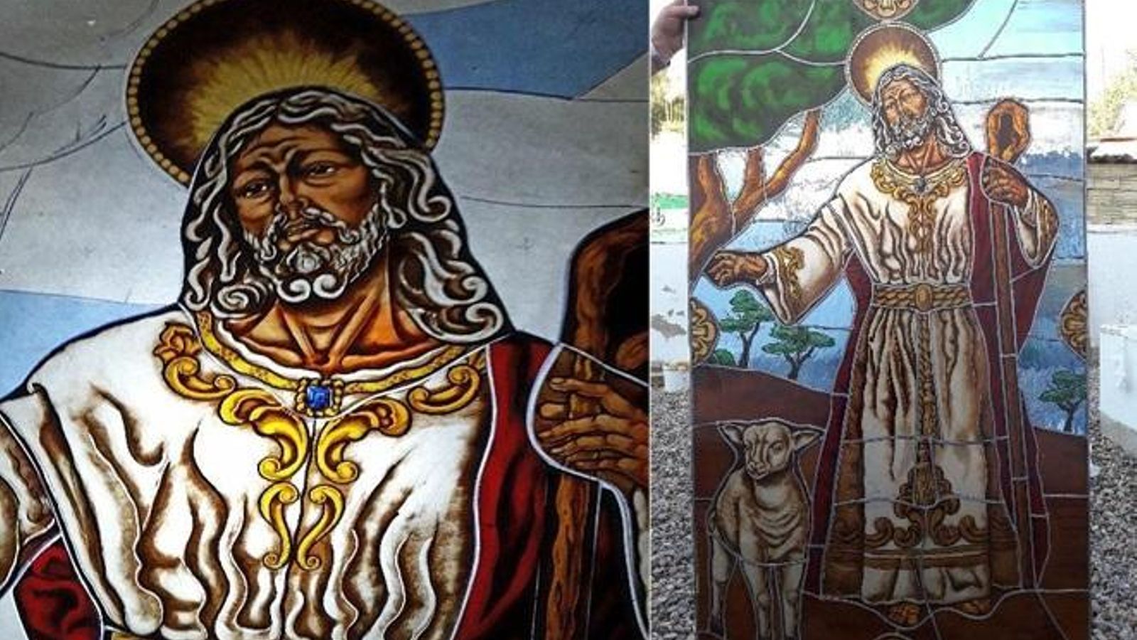 Vidriera sobre Jesús como Buen Pastor para la parroquia de Gracia, en Gelves