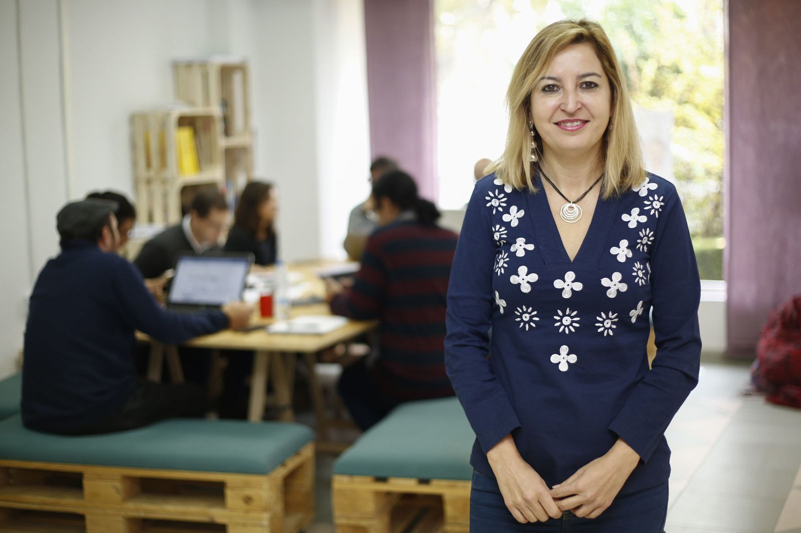 Carmen Lizárraga, en la sede de Podemos