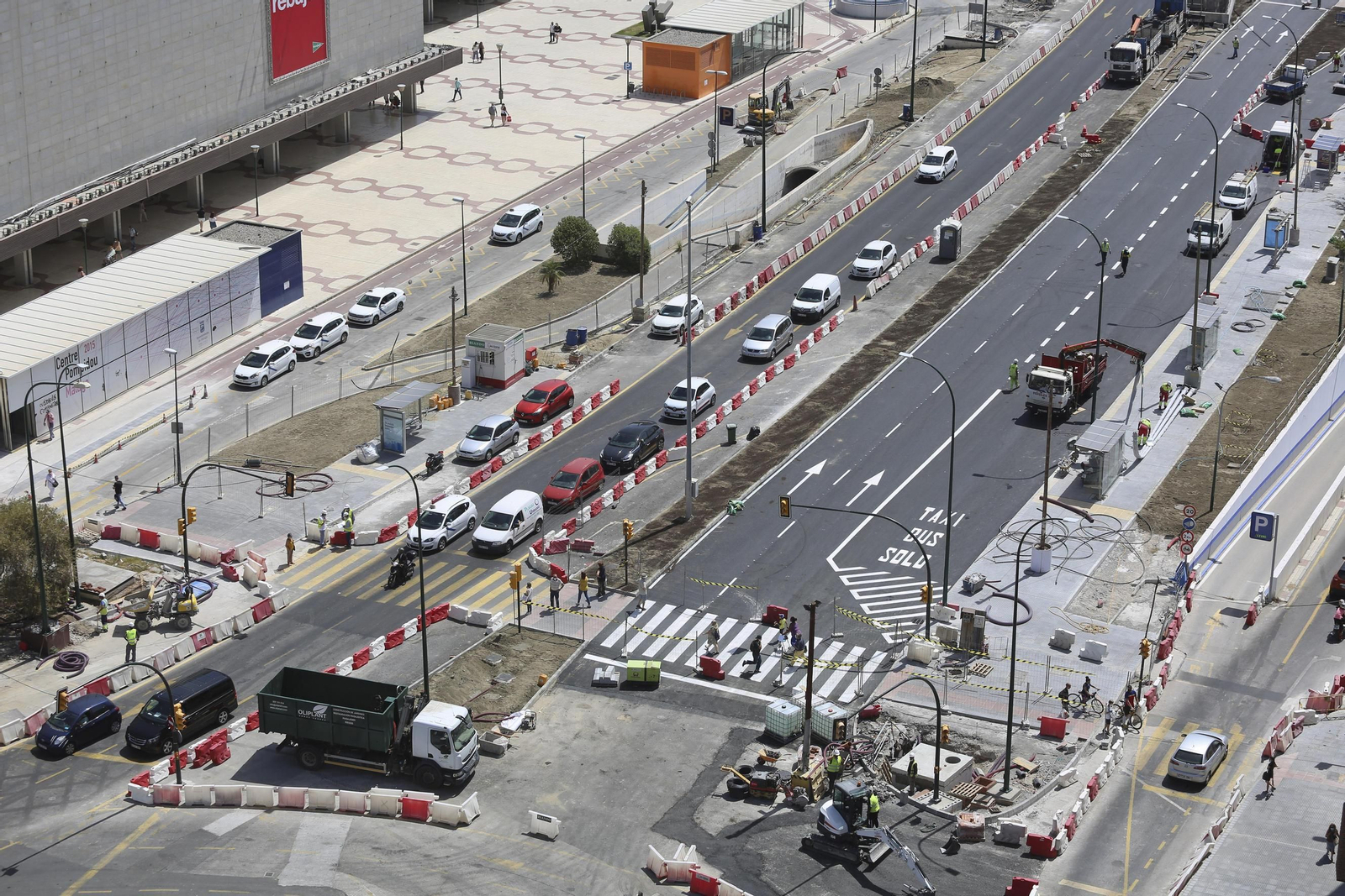 Fotos de la reurbanización del Metro de Málaga, a vista de pájaro.