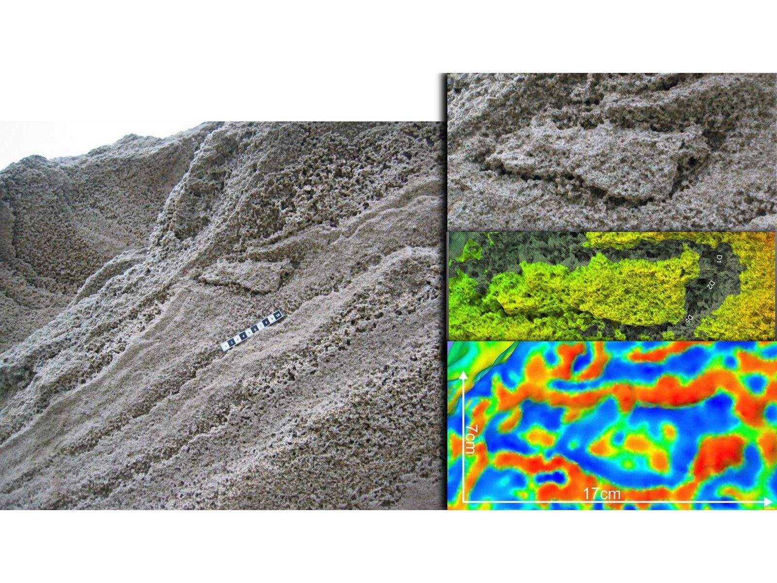 Distintas imágenes de la posible huella de un neandertal.