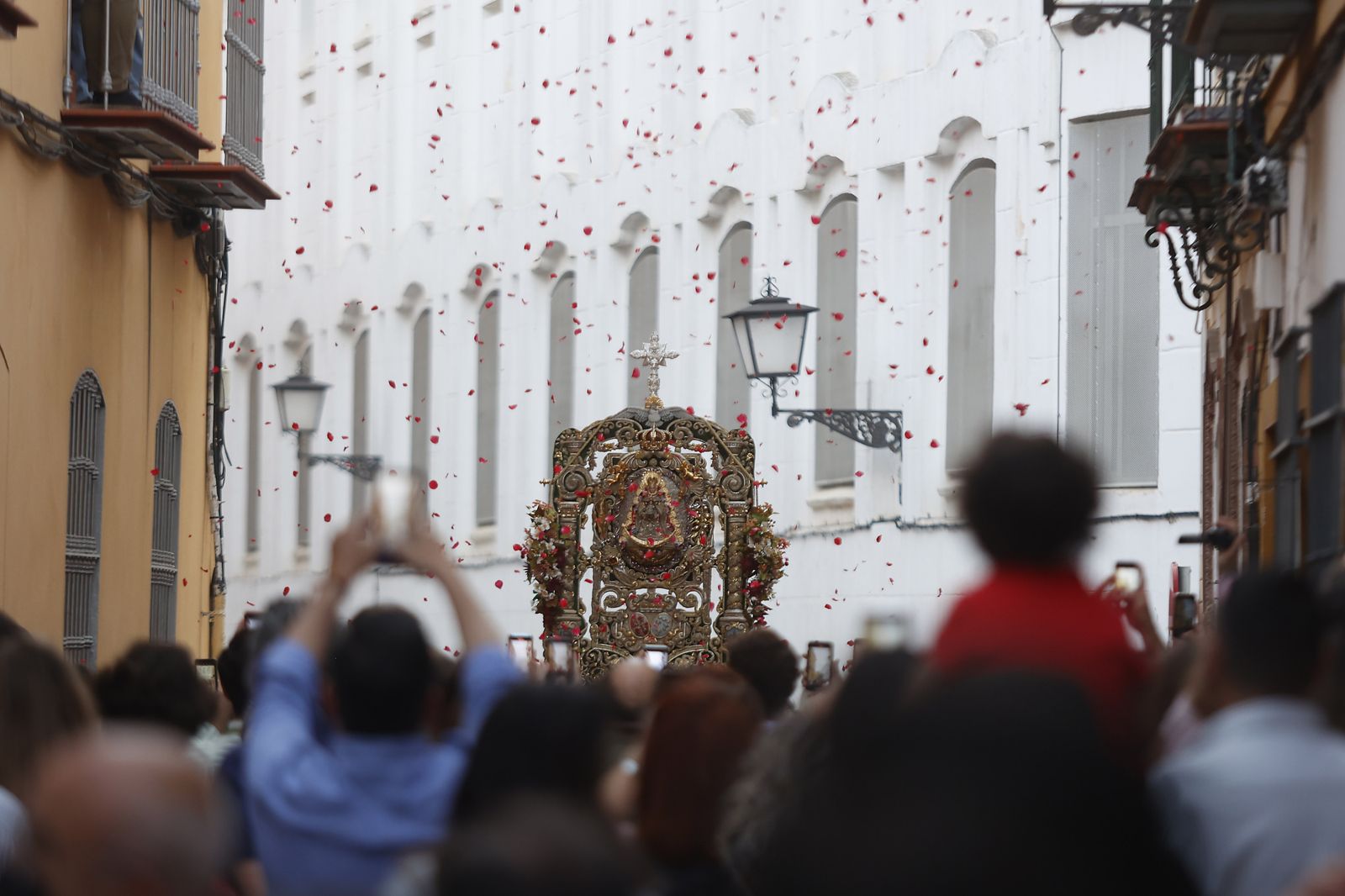 Imágenes del traslado del Simpecado de la Hermandad del Rocío de Triana