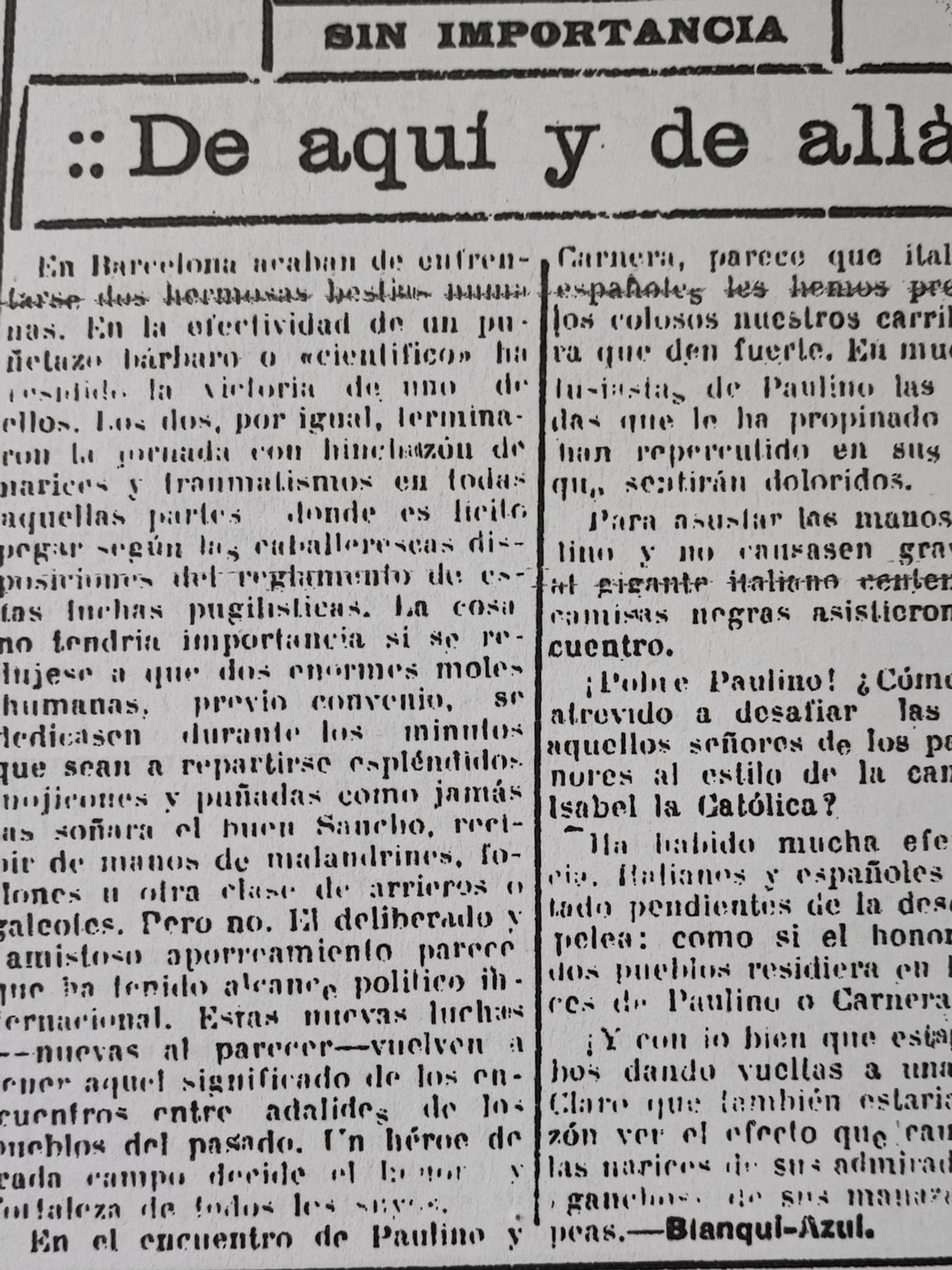 Recrte de luchas pugilísticas.