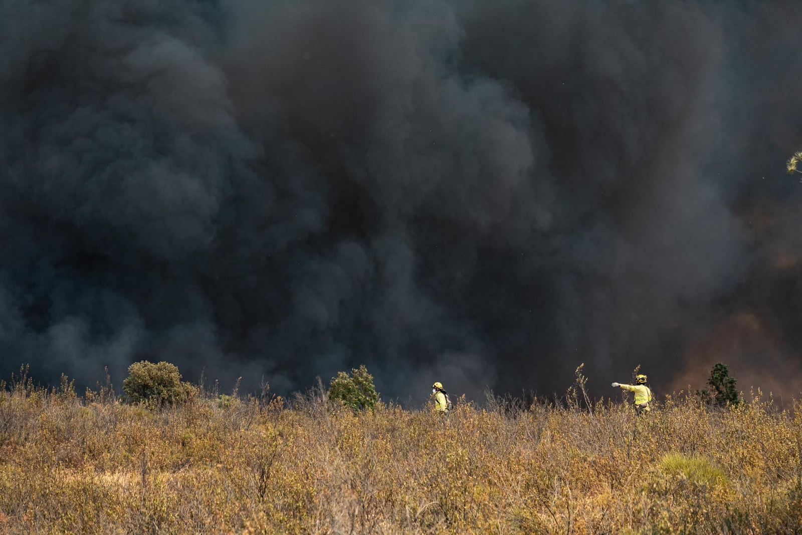 Imágenes del incendio de Almonaster a su paso por Zalamea