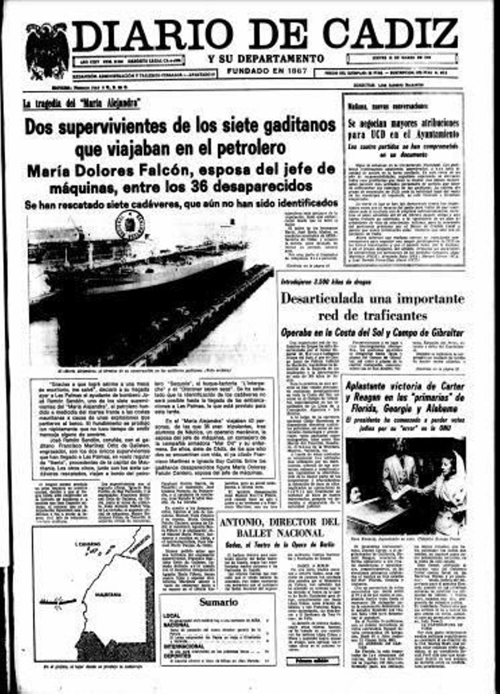 Portada del 'Diario de Cádiz' del 13 de marzo de 1980.