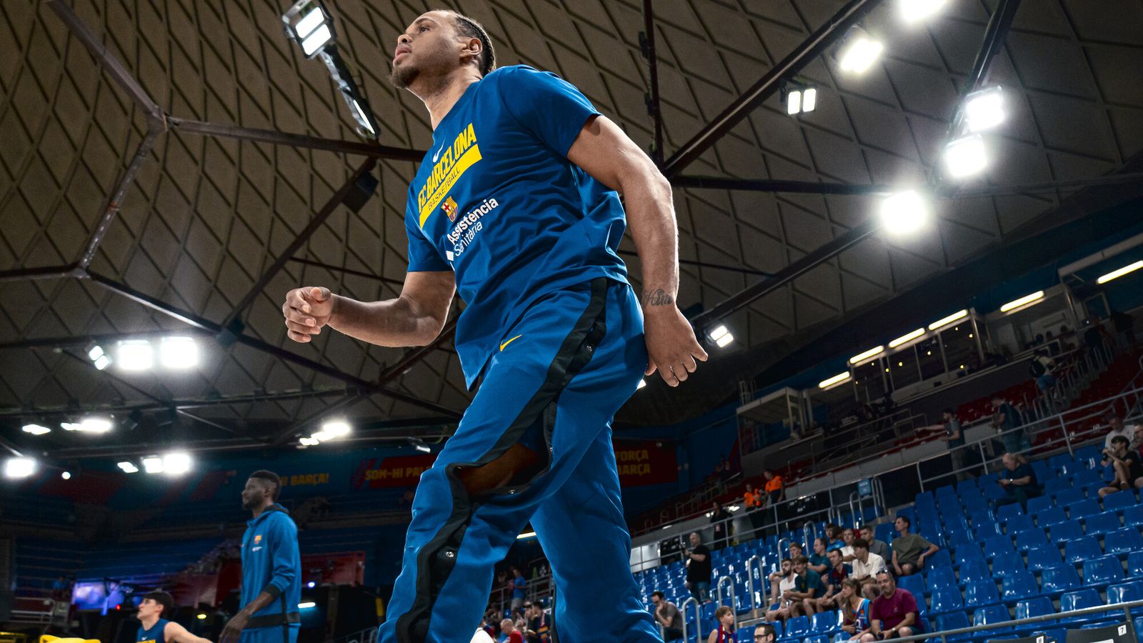 Barça-Unicaja: Calentamiento en el Palau Blaugrana