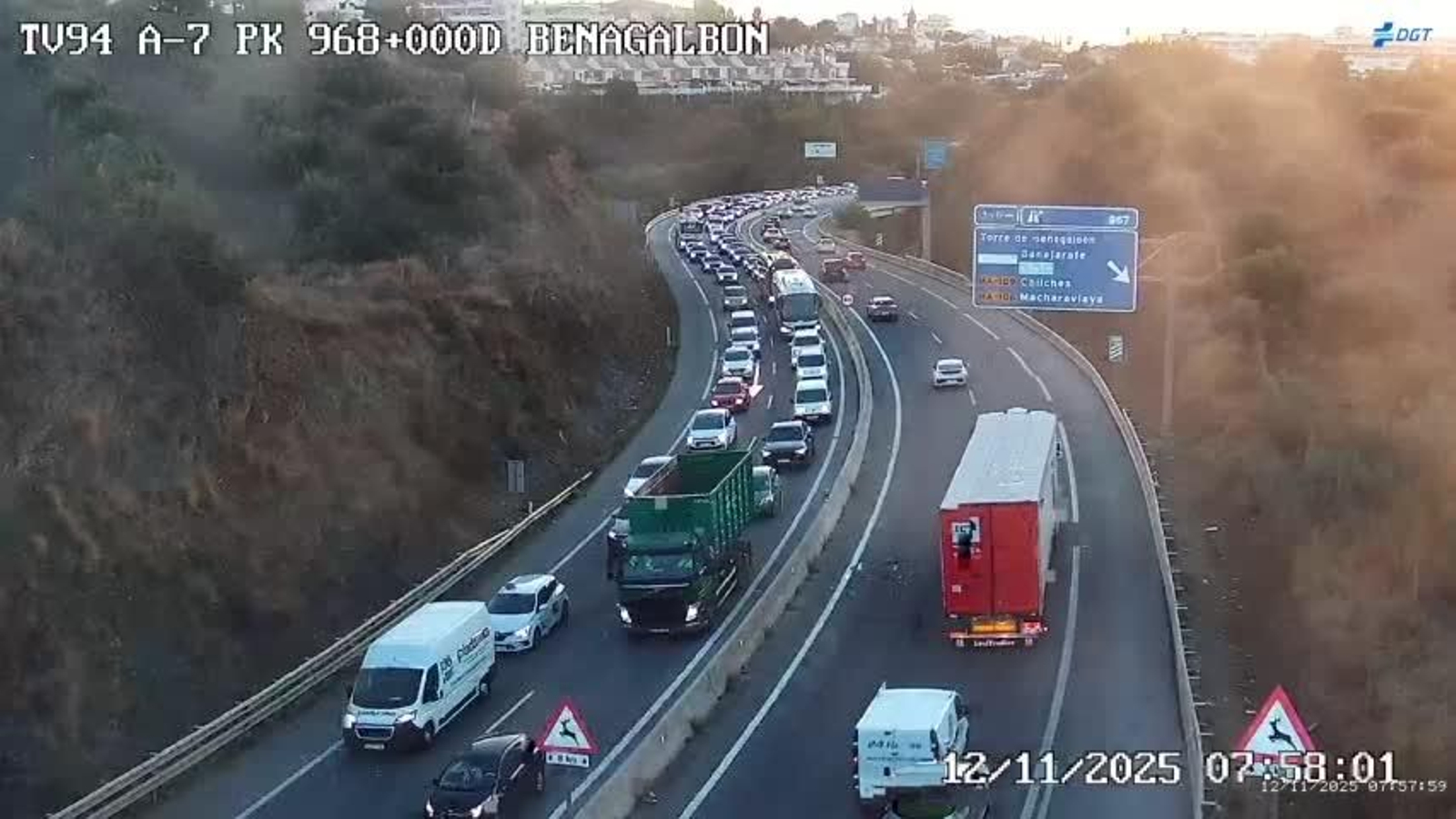 Retenciones de esta mañana a la entrada de Málaga capital.