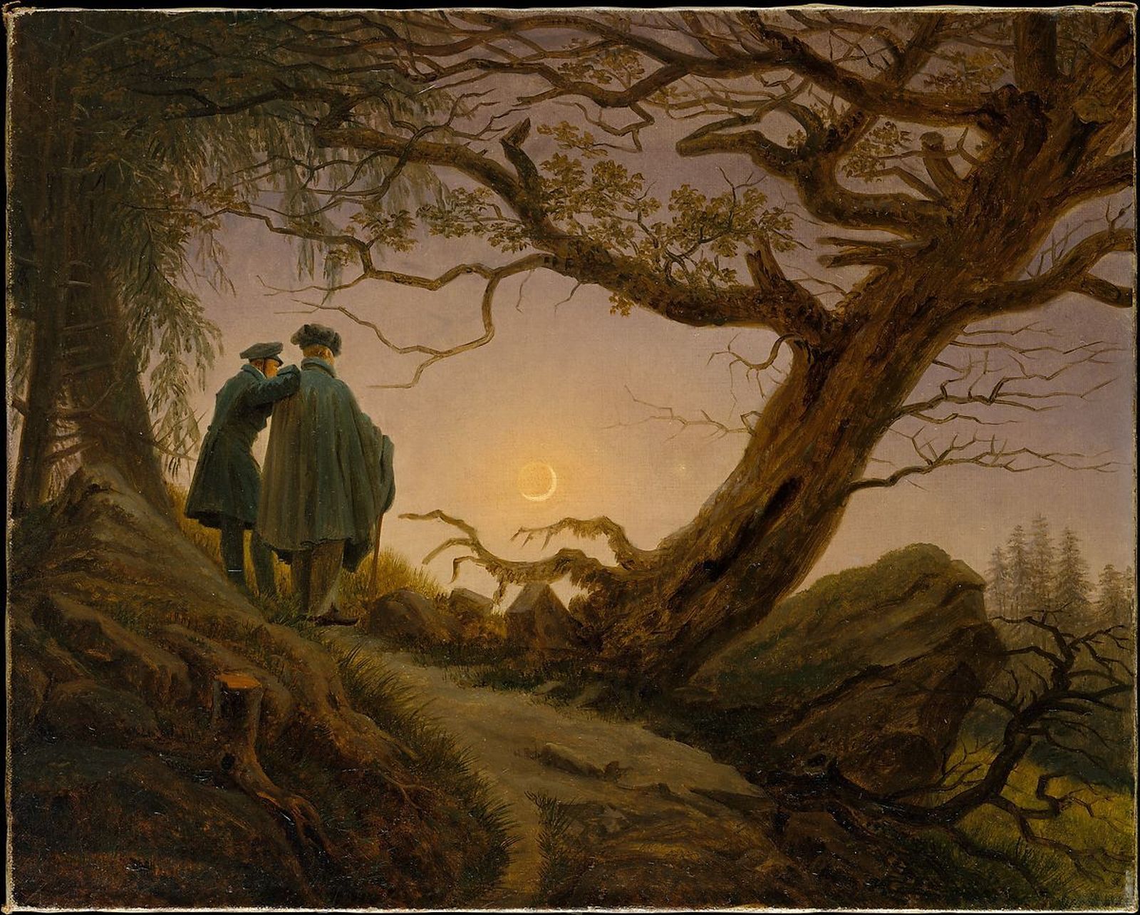 'Dos hombres contemplando la luna' (1820), lienzo del gran pintor romántico alemán Caspar David Friedrich.
