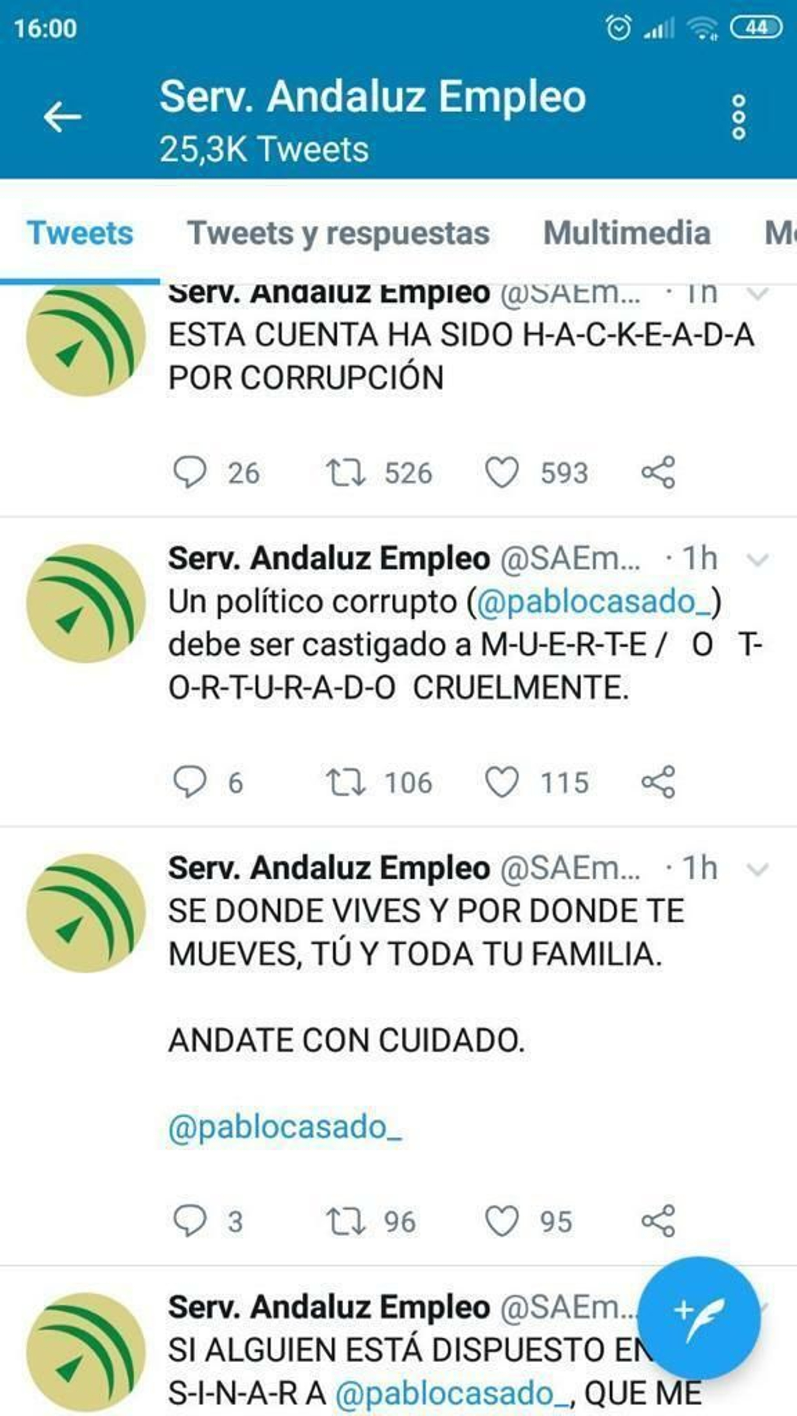 Una captura con varios de los tuits