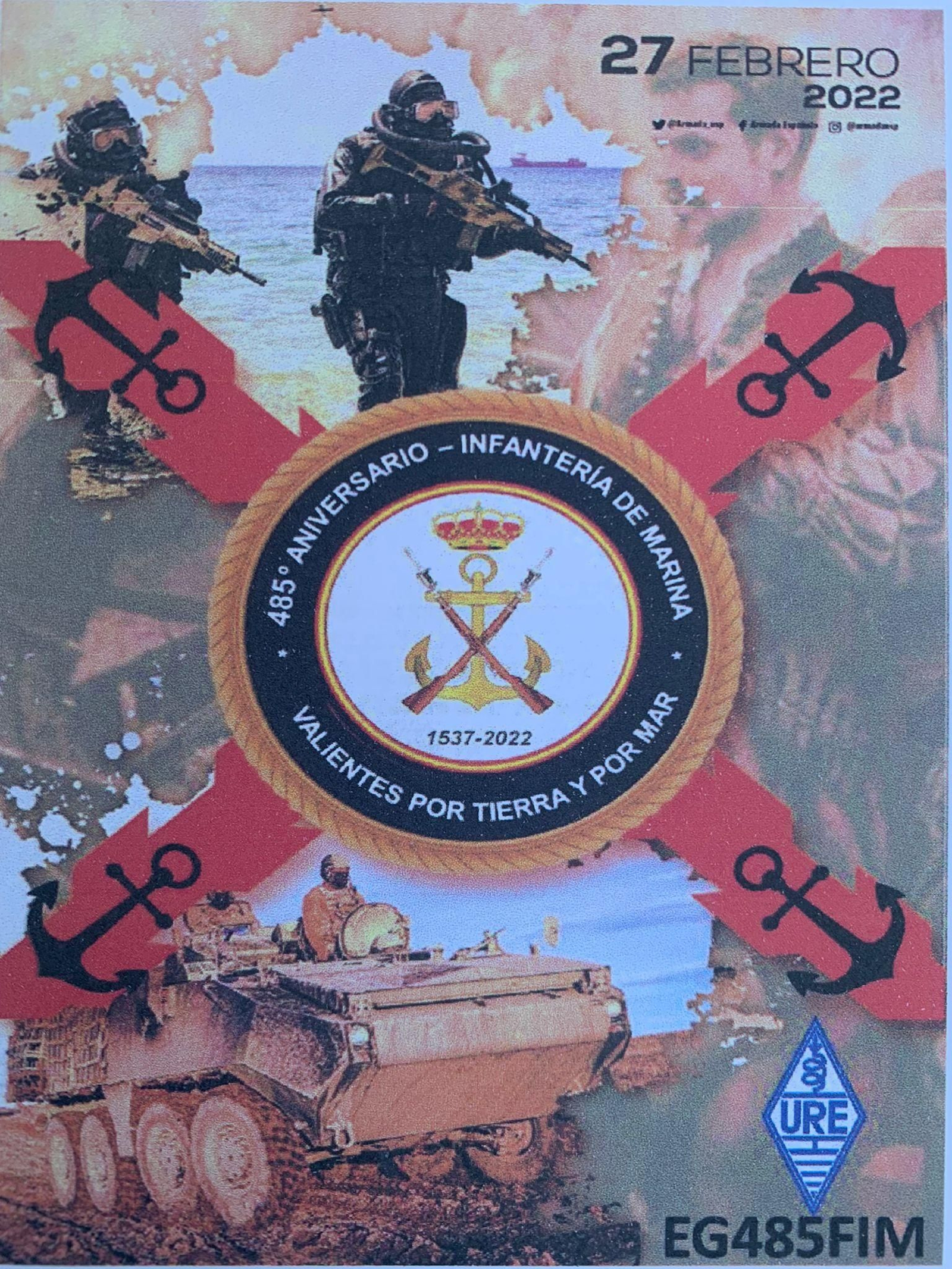 Tarjeta conmemorativa editada por la Sección Comarcal de la URE.