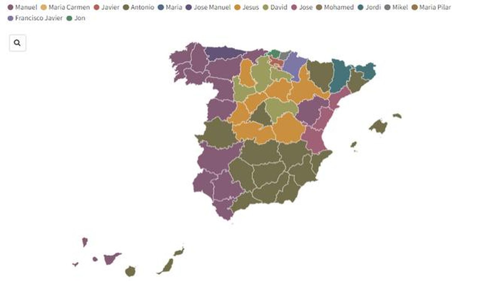 Los nombres más comunes por provincias