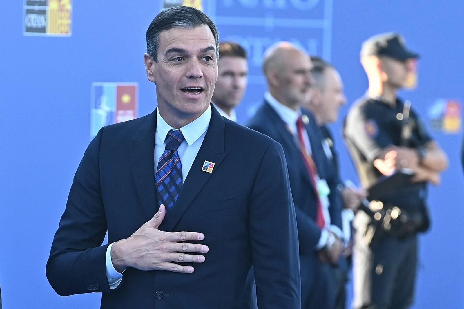 Pedro Sánchez, a su llegada a la primera jornada de la Cumbre de la OTAN celebrada en Ifema en Madrid.