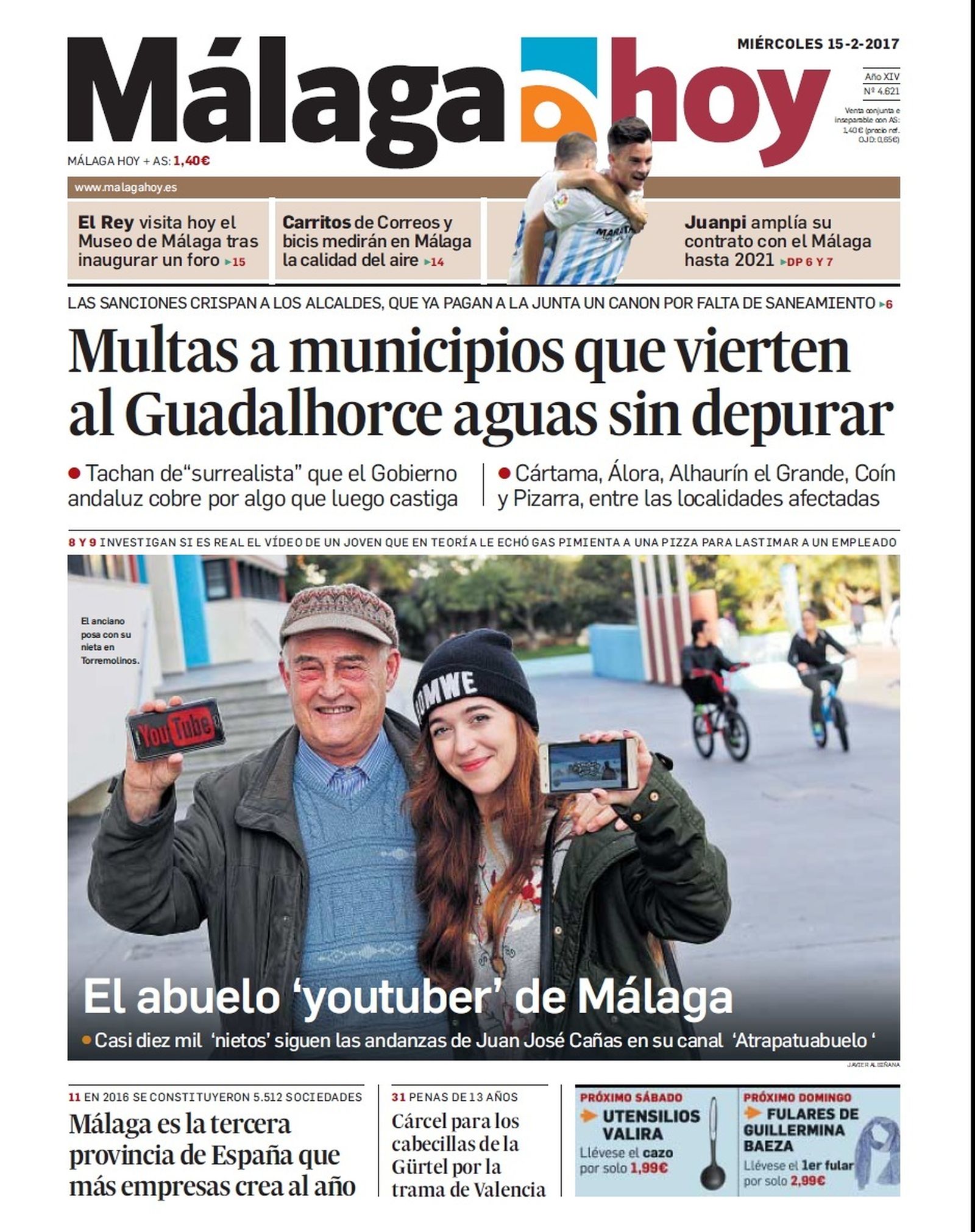 Portada 'Málaga Hoy' del 15 de febrero.