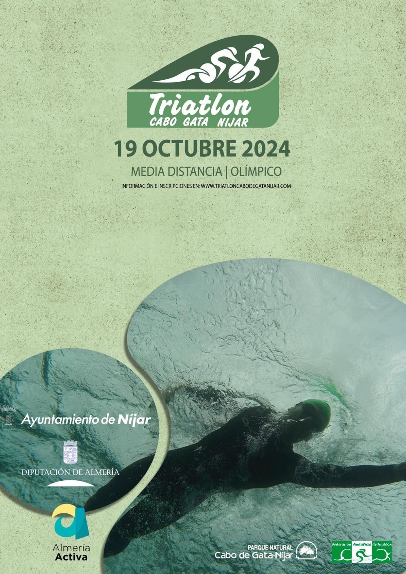 Cartel de esta duodécima edición del Triatlón de Cabo de Gata – Níjar.