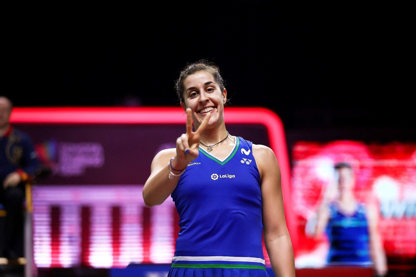 Gesto victorioso de Carolina tras conquistar el Toyota de Tailandia el domingo. Gesto victorioso de Carolina tras conquistar el Toyota de Tailandia el domingo.