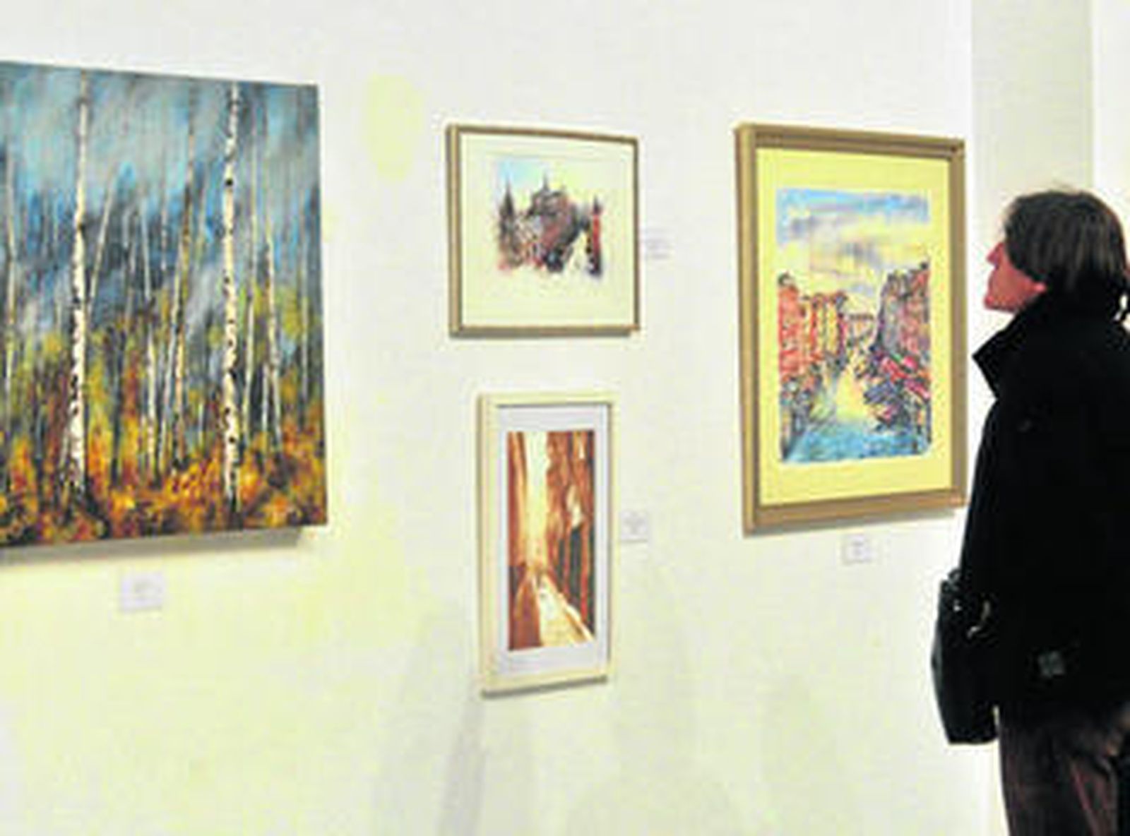 Un visitante de la muestra observa las obras expuestas.