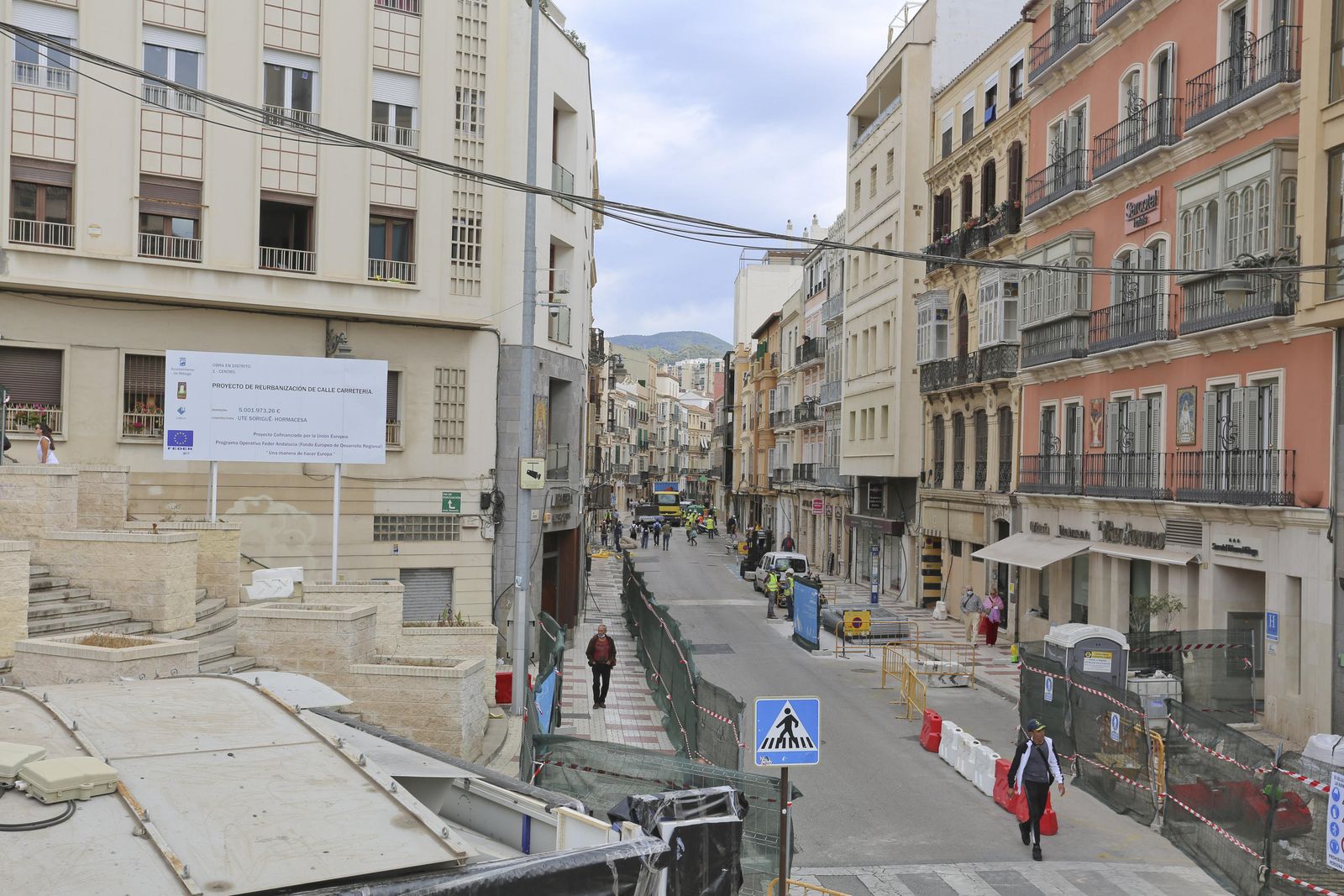 La calle Carretería de Málaga ya está en obras, en fotos