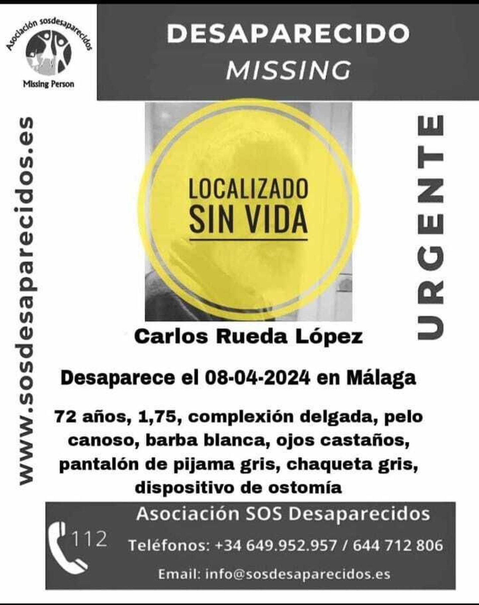 El cartel de SOS Desaparecidos