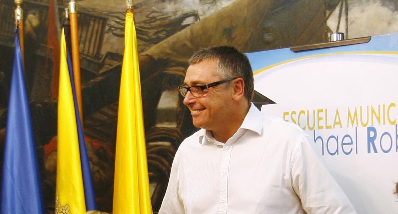 Robinson, en un acto de la escuela de fútbol que lleva su nombre.