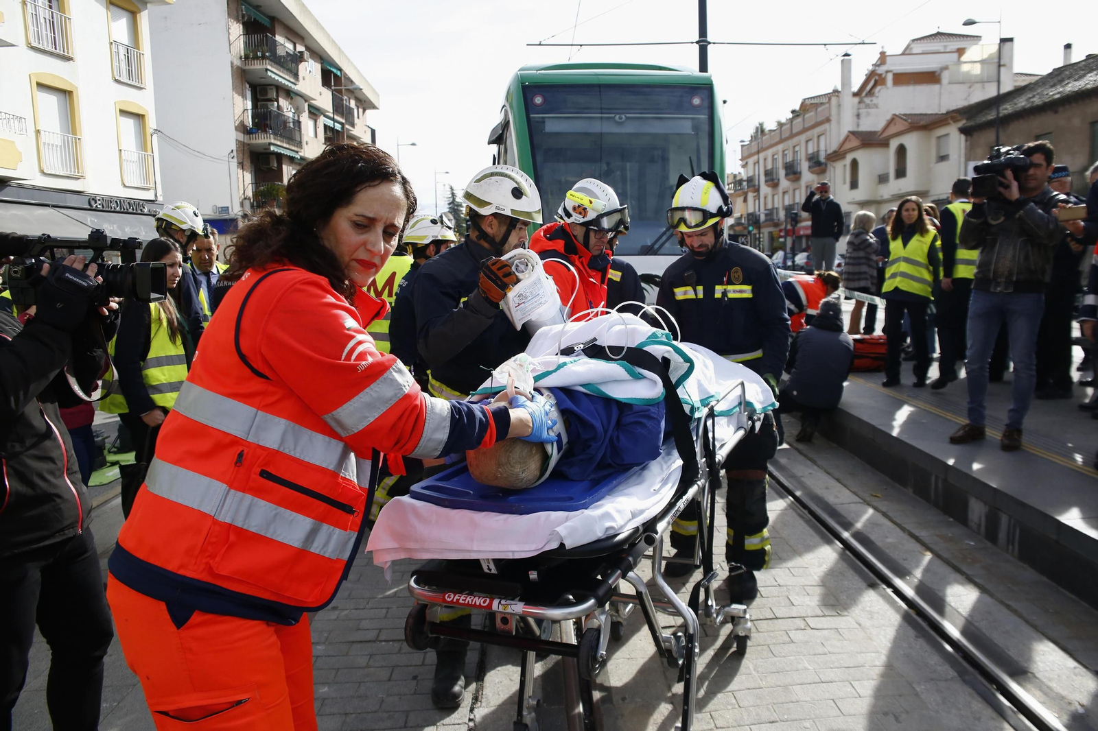 Simulación de un atropello en la parada del Metro