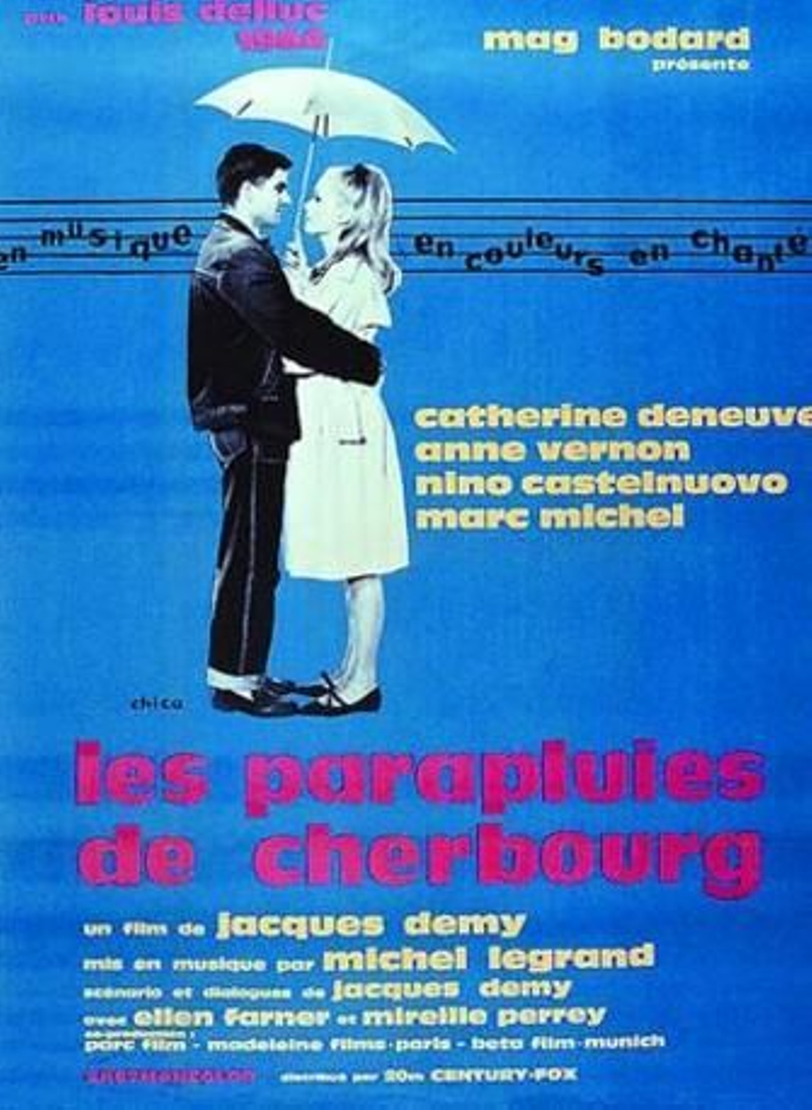 Cartel original de 'Les parapluies de Cherbourg' (1963).